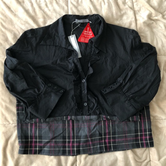 Professional Dress; One-Piece Outfit Black, Grey, & Purple Plaid Skirt, UK 14 - Picture 3 of 5